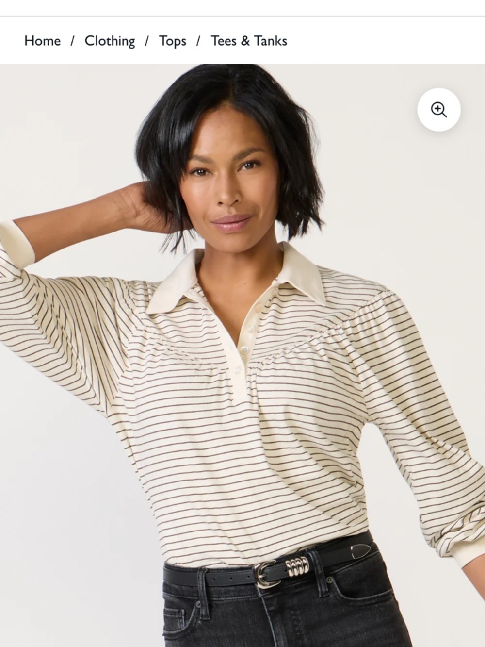Nation LTD Cream and Black Striped Button-Down Top